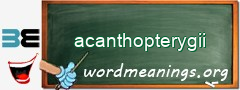 WordMeaning blackboard for acanthopterygii